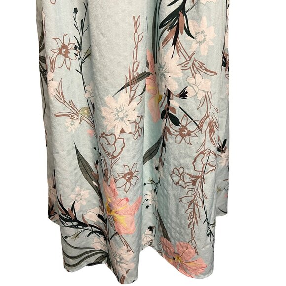 Lt Blue Floral Dress Small Midi Pocket Lightweight Oversized Boho Chic - Picture 4 of 12